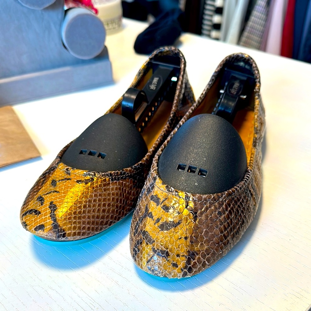 Tieks mocha snake flats - size 8 EUC